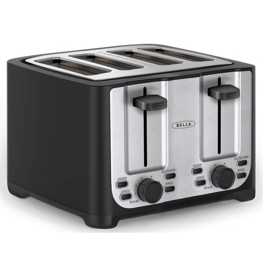 Grille-pain 4 tranches avec arrêt automatique - Fentes extra larges et plateau ramasse-miettes amovible, fonctions d'annulation, de décongélation et de réchauffage