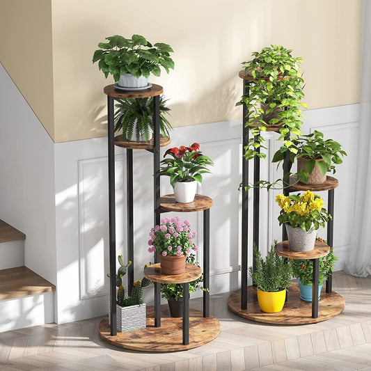 Support pour plantes d'intérieur à 4 niveaux, étagères hautes en bois, lot de 1 – 50 cm (L) x 50 cm (l) x 104 cm (H).