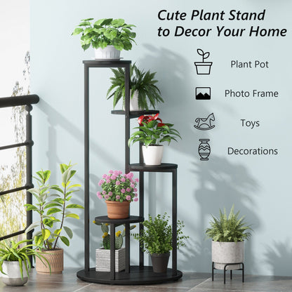 Support pour plantes d'intérieur à 4 niveaux, étagères hautes en bois, lot de 1 – 50 cm (L) x 50 cm (l) x 104 cm (H).