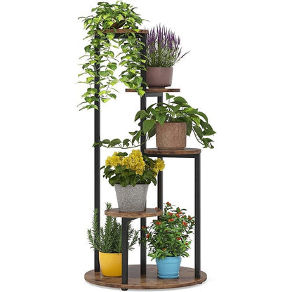 Support pour plantes d'intérieur à 4 niveaux, étagères hautes en bois, lot de 1 – 50 cm (L) x 50 cm (l) x 104 cm (H).