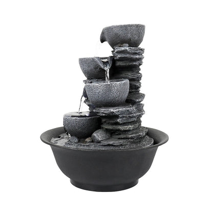 Fontaine d'eau d'intérieur à 4 niveaux avec cascade relaxante pour la maison
