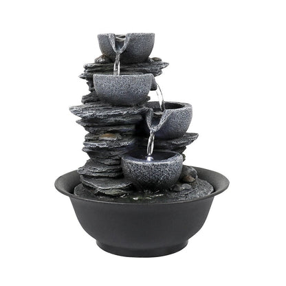 Fontaine d'eau d'intérieur à 4 niveaux avec cascade relaxante pour la maison