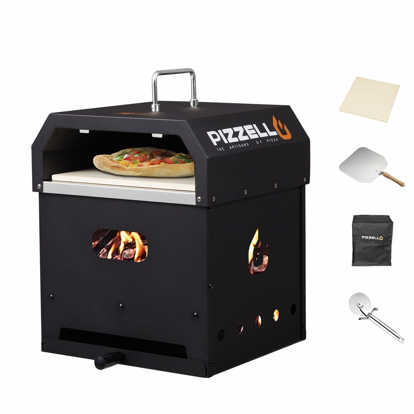 Four à pizza d'extérieur 4 en 1, four à gril amovible à 2 couches, machine à pizza multifonctionnelle avec pierre à pizza - 12 pouces