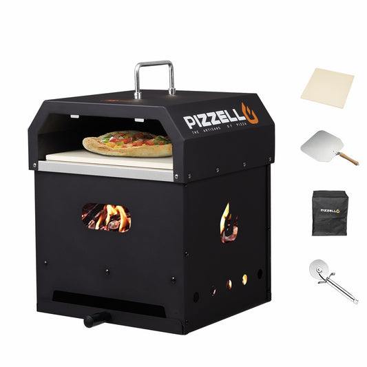 Four à pizza d'extérieur 4 en 1, four à gril amovible à 2 couches, machine à pizza multifonctionnelle avec pierre à pizza - 12 pouces