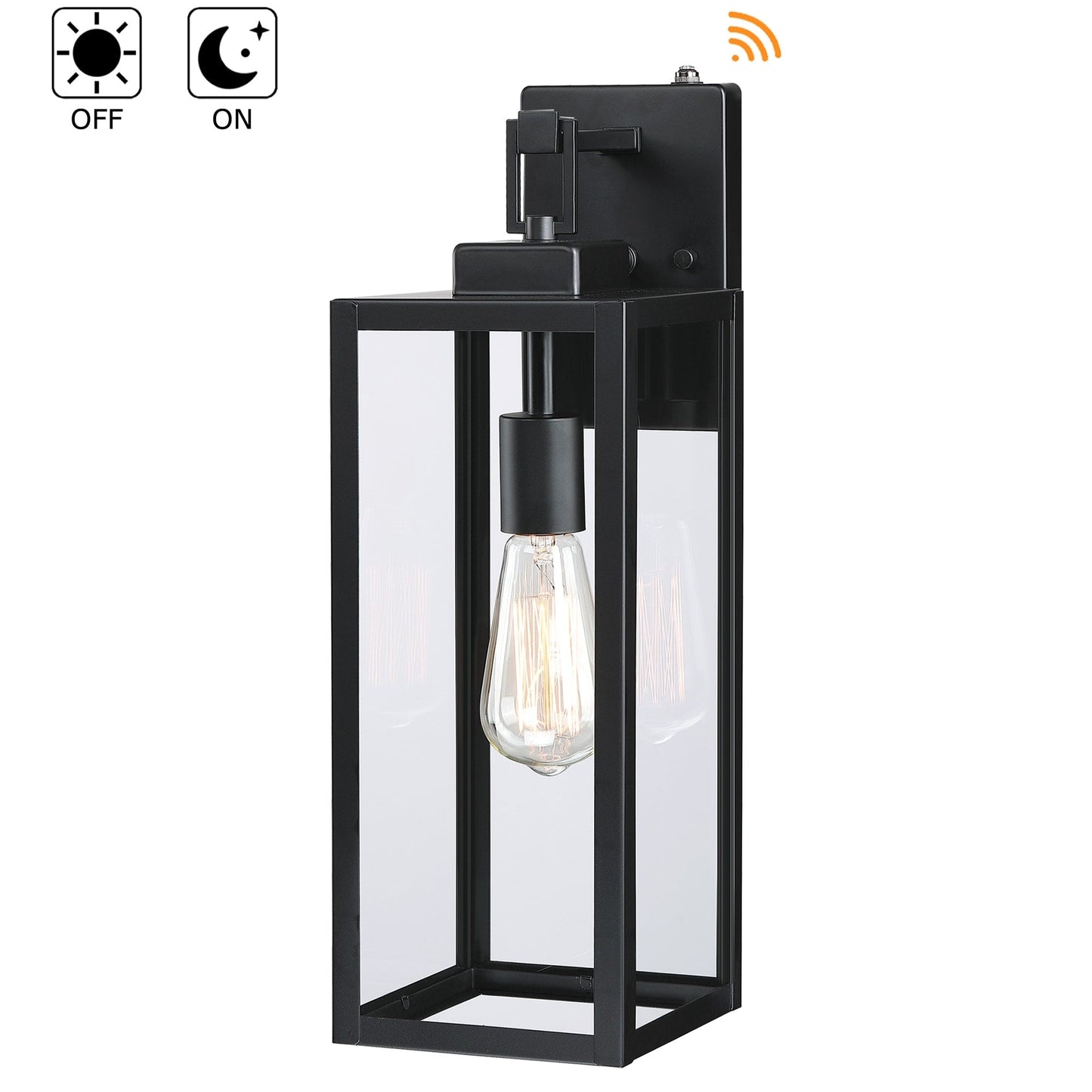 Lot de 4 appliques murales d'extérieur à 1 lampe avec finition noir mat et abat-jour en verre transparent