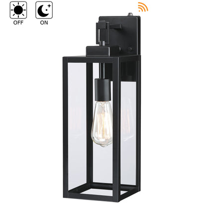 Lot de 4 appliques murales d'extérieur à 1 lampe avec finition noir mat et abat-jour en verre transparent