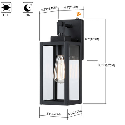Lot de 4 appliques murales d'extérieur à 1 lampe avec finition noir mat et abat-jour en verre transparent