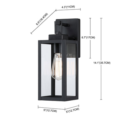 Lot de 4 appliques murales d'extérieur à 1 lampe avec finition noir mat et abat-jour en verre transparent