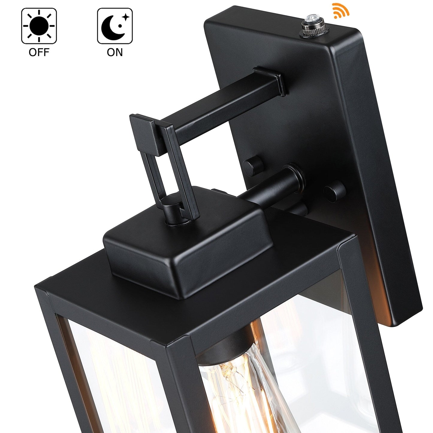 Lot de 4 appliques murales d'extérieur à 1 lampe avec finition noir mat et abat-jour en verre transparent