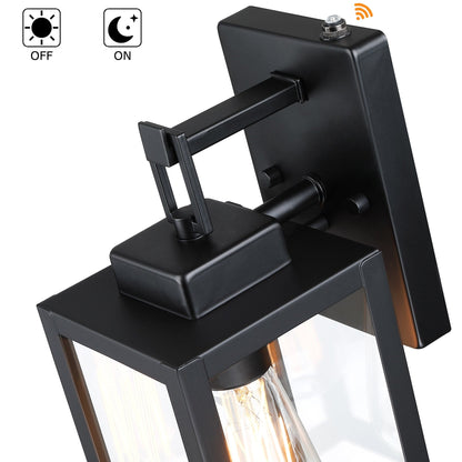 Lot de 4 appliques murales d'extérieur à 1 lampe avec finition noir mat et abat-jour en verre transparent