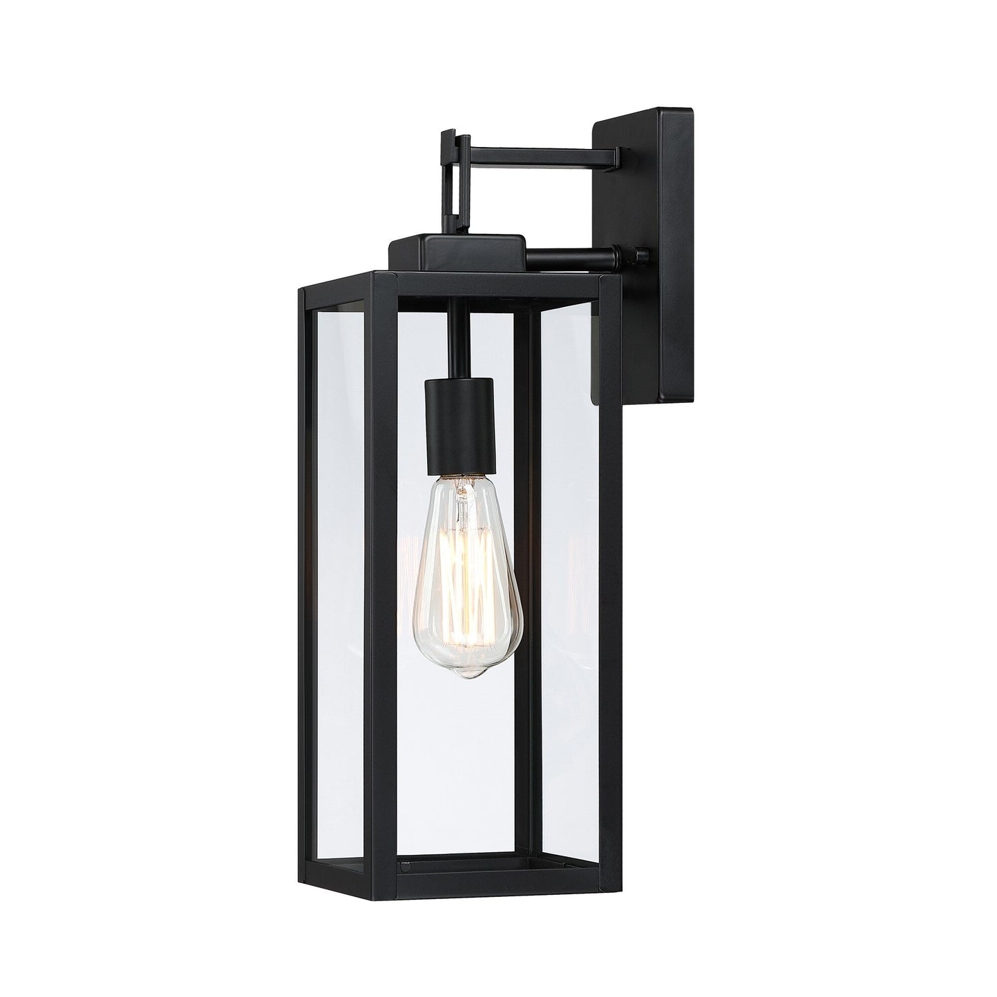 Lot de 4 appliques murales d'extérieur à 1 lampe avec finition noir mat et abat-jour en verre transparent