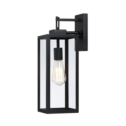 Lot de 4 appliques murales d'extérieur à 1 lampe avec finition noir mat et abat-jour en verre transparent