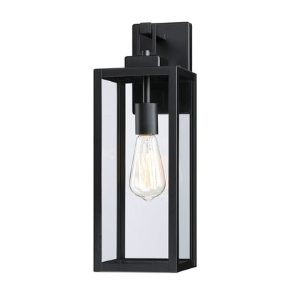 Lot de 4 appliques murales d'extérieur à 1 lampe avec finition noir mat et abat-jour en verre transparent