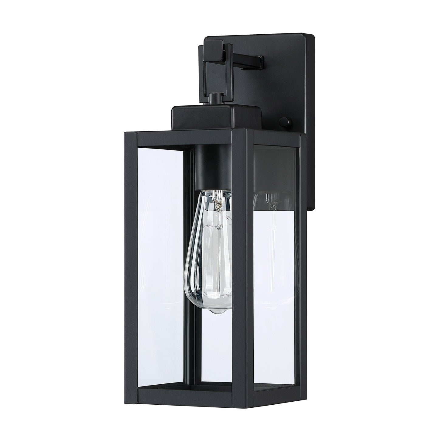 Lot de 4 appliques murales d'extérieur à 1 lampe avec finition noir mat et abat-jour en verre transparent