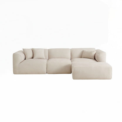 4-seater with pure sponge seat cushions and a detachable footstool includes 3 throw pillows