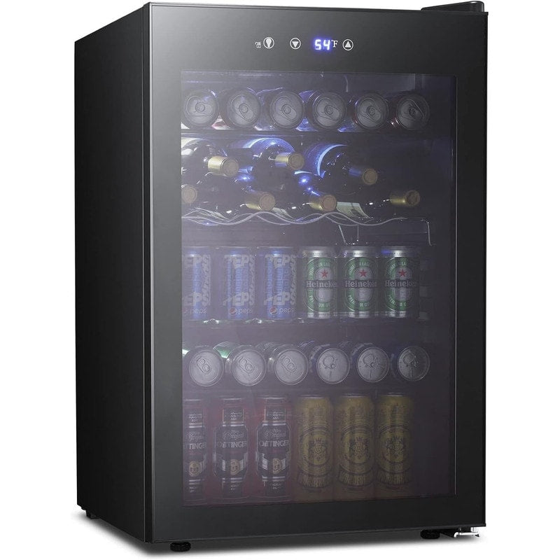 Cave à vin de 4,4 pi³ avec éclairage LED et boutons tactiles, étagères amovibles, moins de 38 dB
