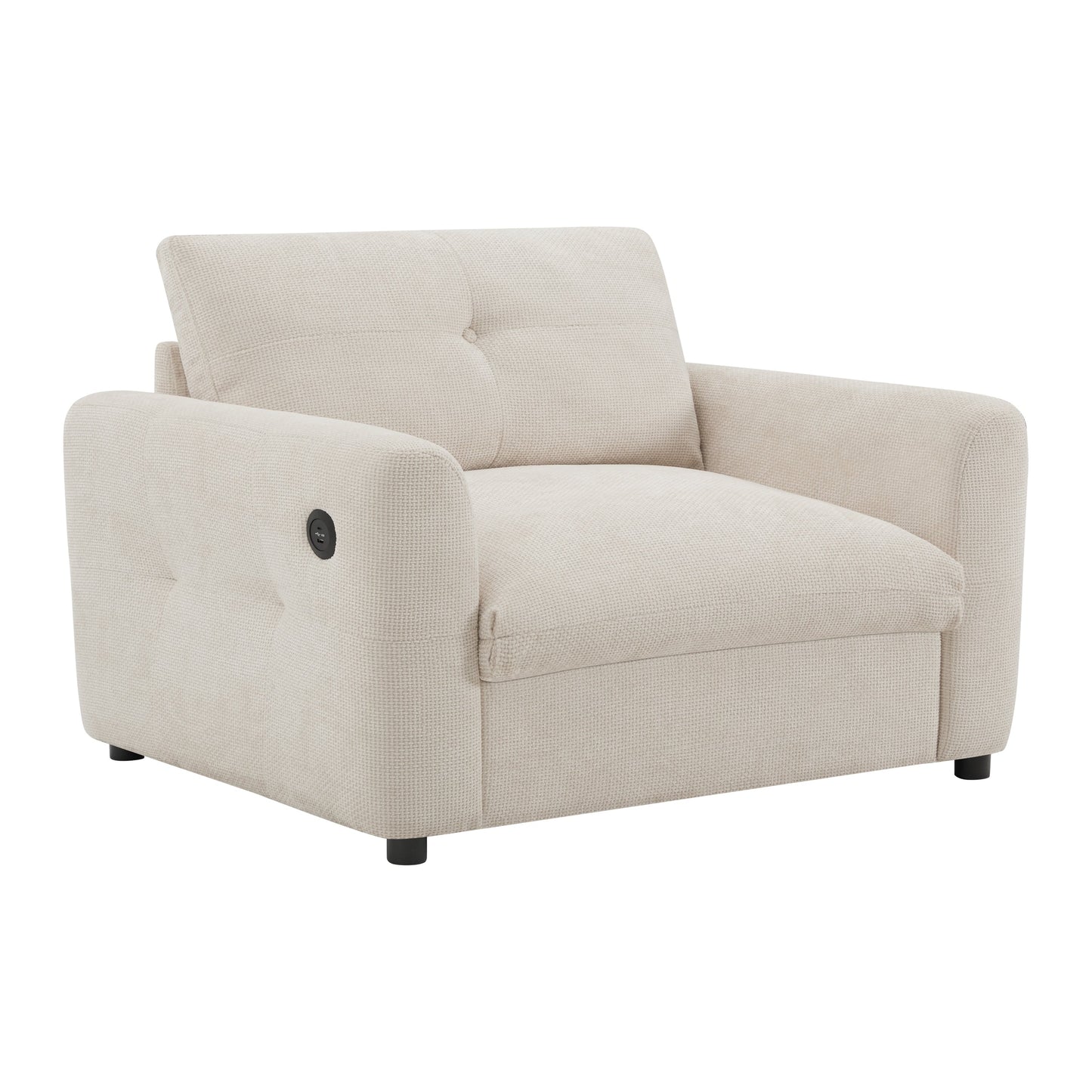 42�?Wide Seat Armchair with Dual-Port Charger and Tufted Pull-Line Design by Harper&Bright Designs