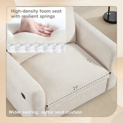 42�?Wide Seat Armchair with Dual-Port Charger and Tufted Pull-Line Design by Harper&Bright Designs