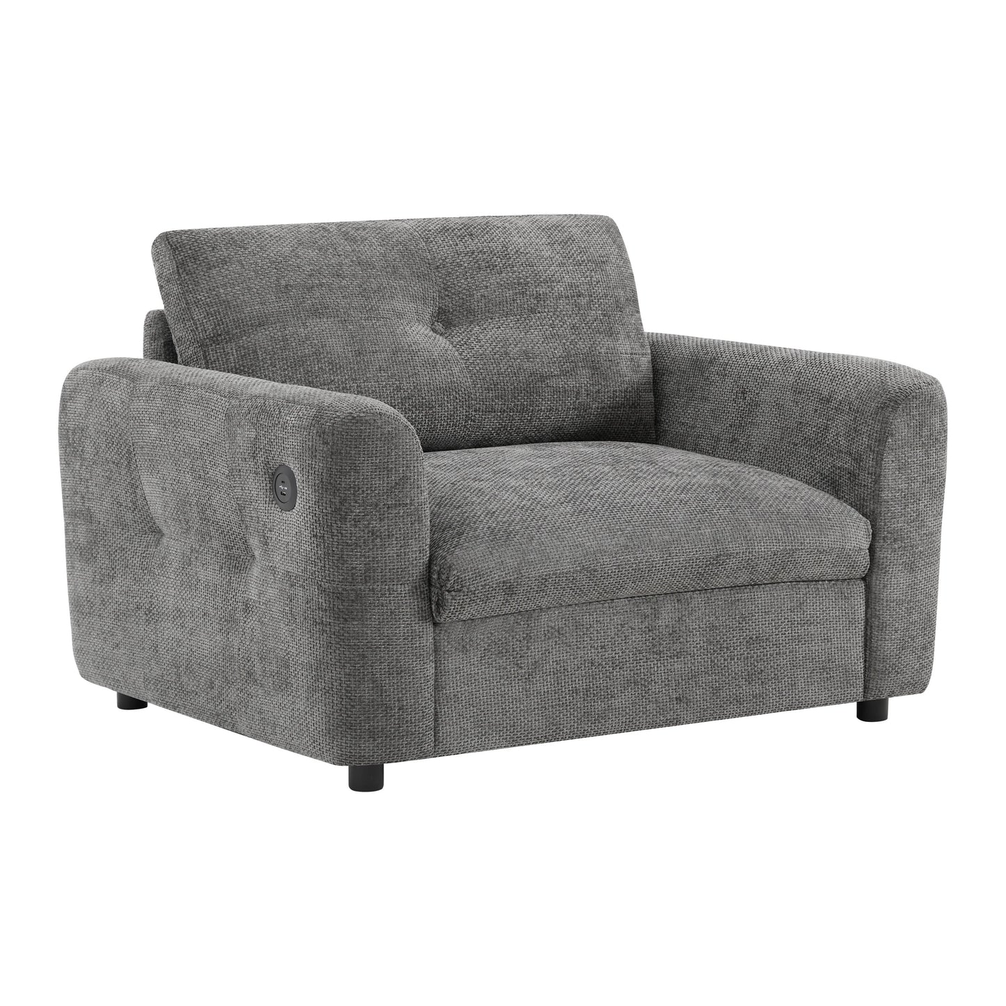 42�?Wide Seat Armchair with Dual-Port Charger and Tufted Pull-Line Design by Harper&Bright Designs