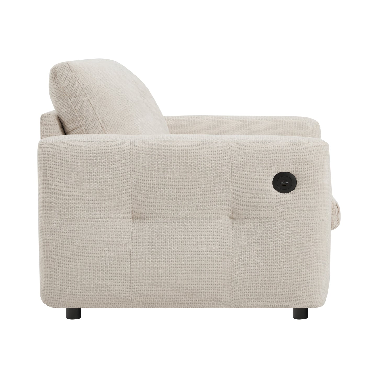 42�?Wide Seat Armchair with Dual-Port Charger and Tufted Pull-Line Design by Harper&Bright Designs