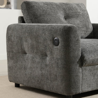 42�?Wide Seat Armchair with Dual-Port Charger and Tufted Pull-Line Design by Harper&Bright Designs