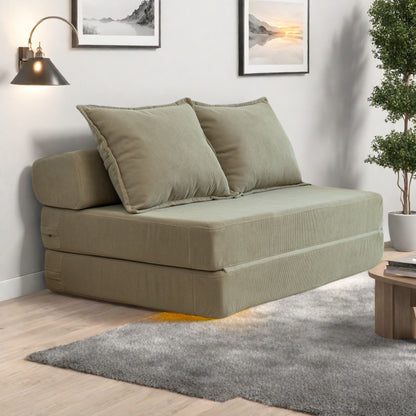 47.63 Corduroy 2-Seater Sleeper Sofa with Pillow Floor Mattress Floor Couch with Backrest for Living Room