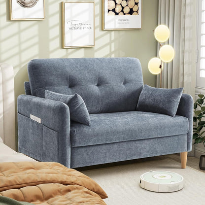 47 Chenille Loveseat - Small Space Sofa with Removable Cover & Pillow, Perfect for Apartment/Dorm 