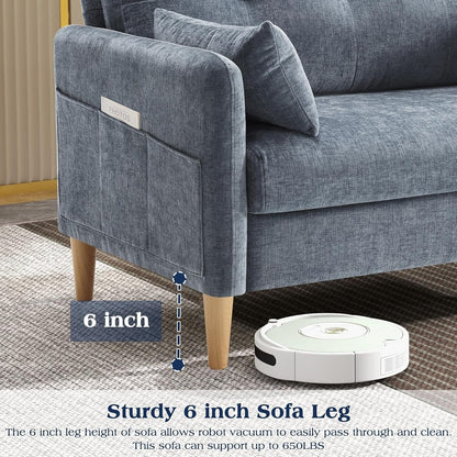 47 Chenille Loveseat - Small Space Sofa with Removable Cover & Pillow, Perfect for Apartment/Dorm 