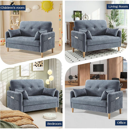 47 Chenille Loveseat - Small Space Sofa with Removable Cover & Pillow, Perfect for Apartment/Dorm 