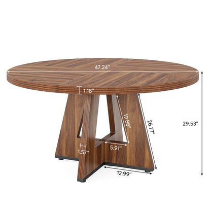 Table à manger ronde 47 pouces pour 4 personnes, table de cuisine de style campagnard, petite table à dîner en bois pour salle à manger et salon