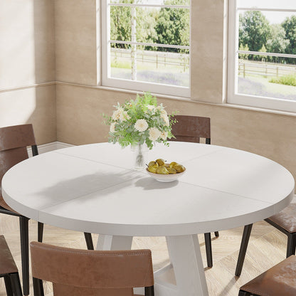 Table à manger ronde 47 pouces pour 4 personnes, table de cuisine de style campagnard, petite table à dîner en bois pour salle à manger et salon