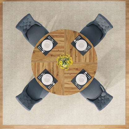 Table à manger ronde 47 pouces pour 4 personnes, table de cuisine de style campagnard, petite table à dîner en bois pour salle à manger et salon