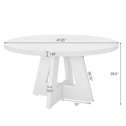 Table à manger ronde 47 pouces pour 4 personnes, table de cuisine de style campagnard, petite table à dîner en bois pour salle à manger et salon