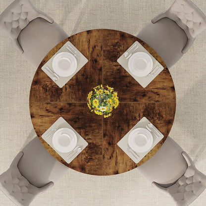 Table à manger ronde 47 pouces pour 4 personnes, table de cuisine de style campagnard, petite table à dîner en bois pour salle à manger et salon
