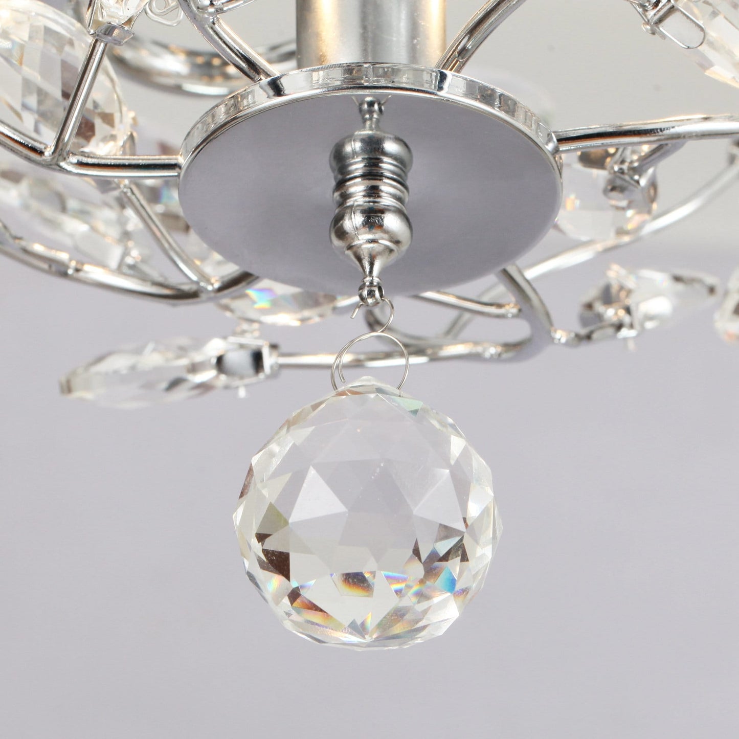 Ventilateur de plafond encastré moderne réversible à 5 pales en cristal avec télécommande