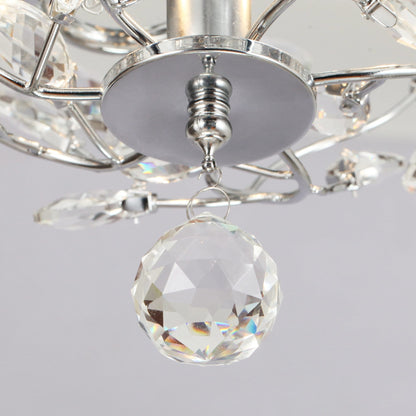 Ventilateur de plafond encastré moderne réversible à 5 pales en cristal avec télécommande