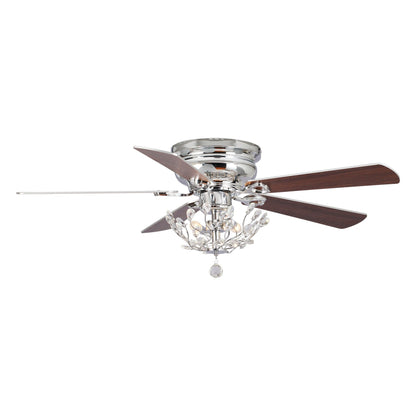 Ventilateur de plafond encastré moderne réversible à 5 pales en cristal avec télécommande