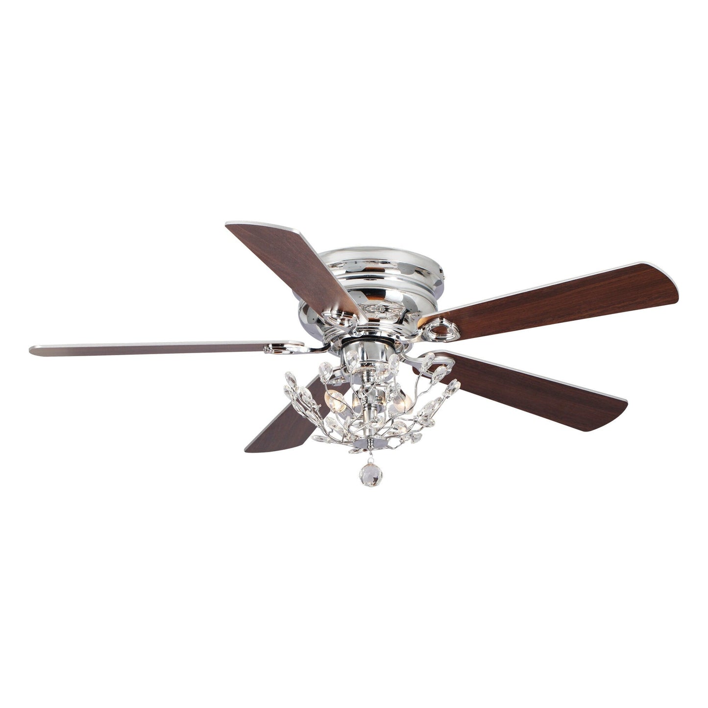 Ventilateur de plafond encastré moderne réversible à 5 pales en cristal avec télécommande