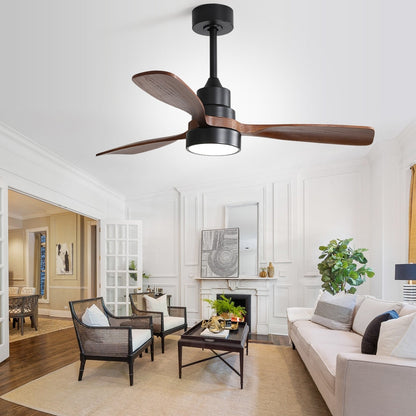 Ventilateur de plafond à LED intégré 48 et 52 pouces avec lumière et télécommande, moteur CC réversible
