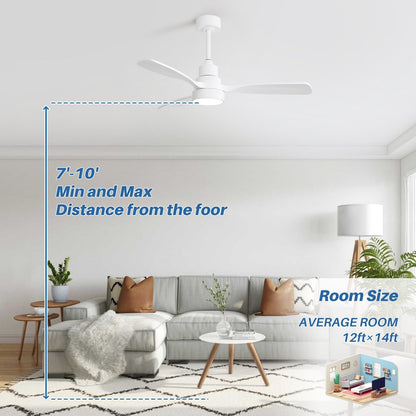 Ventilateur de plafond à LED intégré 48 et 52 pouces avec lumière et télécommande, moteur CC réversible