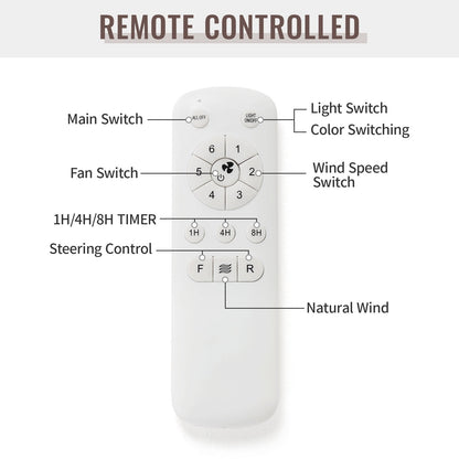 Ventilateur de plafond à LED intégré 48 et 52 pouces avec lumière et télécommande, moteur CC réversible
