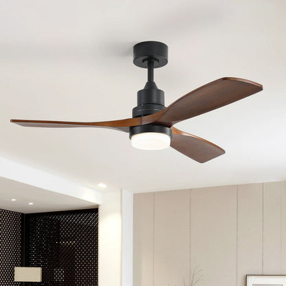 Ventilateur de plafond à LED intégré 48 et 52 pouces avec lumière et télécommande, moteur CC réversible