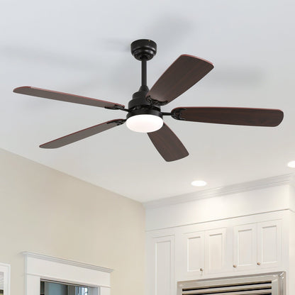 Ventilateur de plafond à LED intégré 48 et 52 pouces avec lumière et télécommande, moteur CC réversible