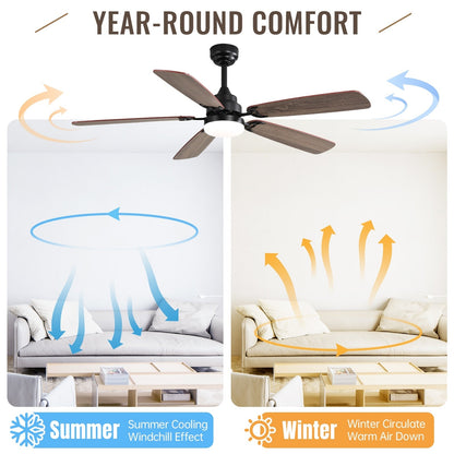 Ventilateur de plafond à LED intégré 48 et 52 pouces avec lumière et télécommande, moteur CC réversible