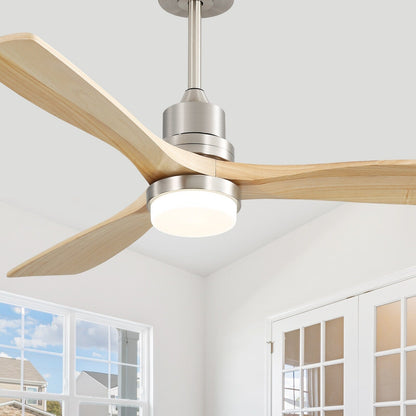 Ventilateur de plafond à LED intégré 48 et 52 pouces avec lumière et télécommande, moteur CC réversible
