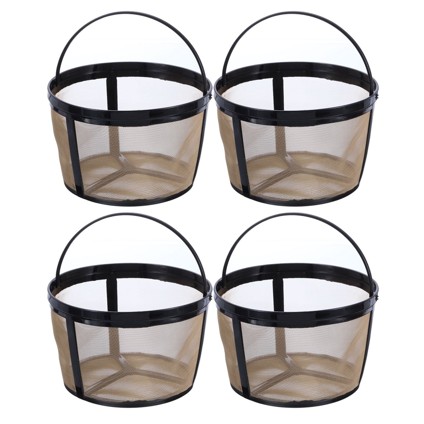 Lot de 4 paniers à filtre à café, filtre de remplacement avec fond en maille, doré