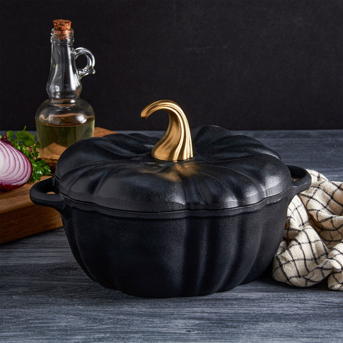 Cocotte en fonte émaillée 4 pintes - Citrouille noire