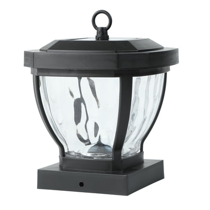 Capuchon de poteau solaire en plastique noir 4x4 avec lentille en verre – 5,1 H x 6,9 L x 6,9 P