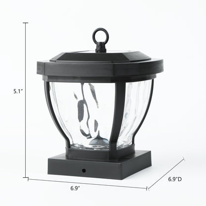Capuchon de poteau solaire en plastique noir 4x4 avec lentille en verre – 5,1 H x 6,9 L x 6,9 P