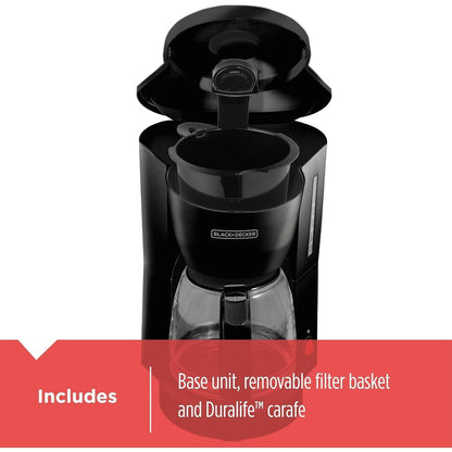 Cafetière compacte 5 tasses, carafe anti-goutte, noire